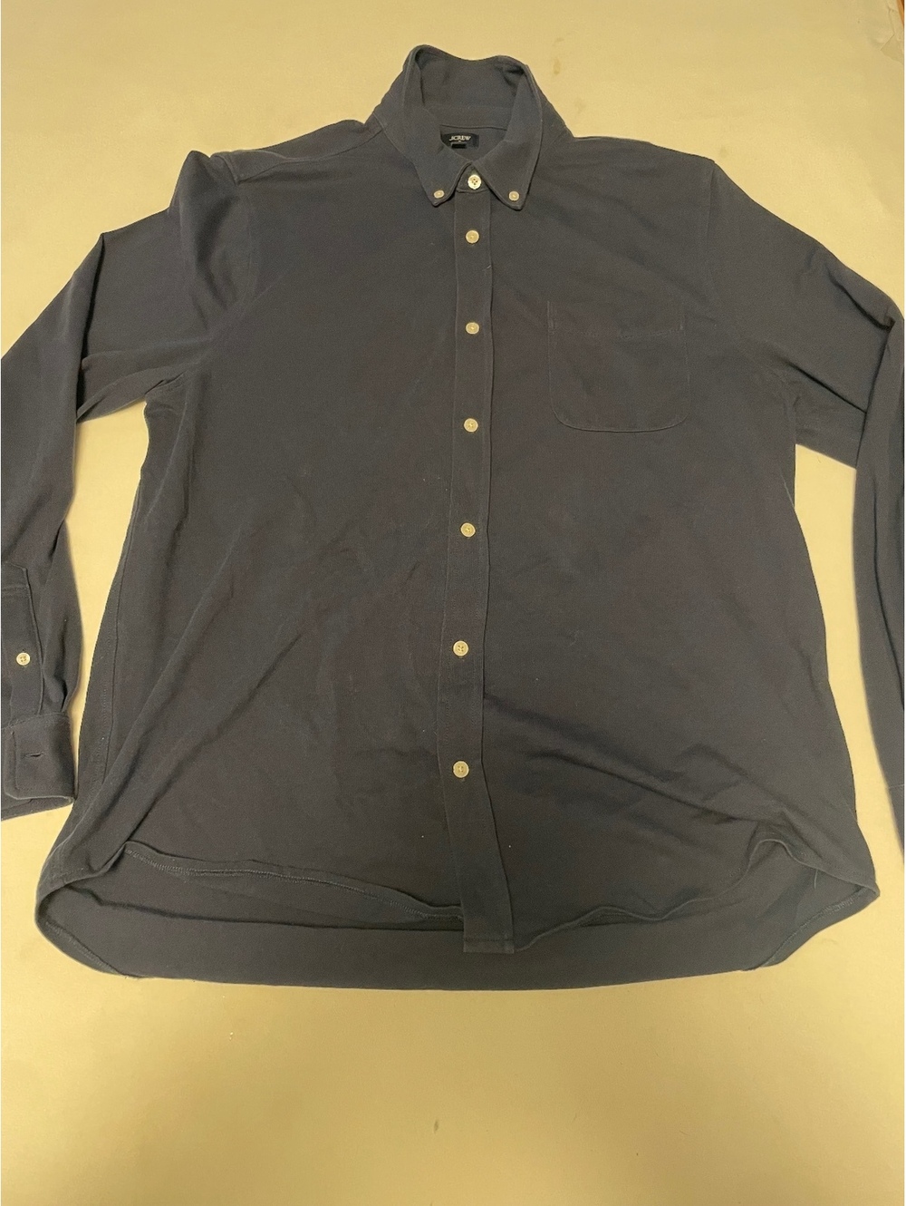 J.Crew Men's Button-Down Navy Blue Shirt XL